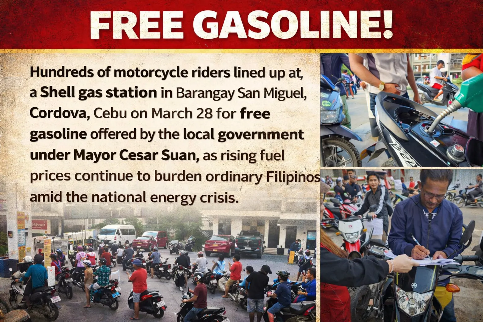 Cordova, Cebu Offers Free Gasoline to Residents Amid Rising Fuel Prices